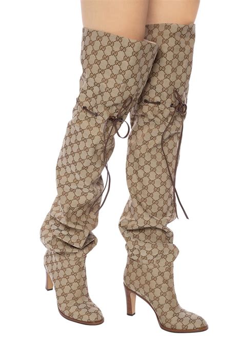 women gucci boots|gucci print thigh high boots.